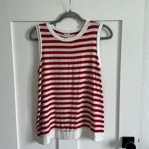 Sew In Love Women's S Red White Stripe Sleeveless Top Relaxed Fit Casual Top